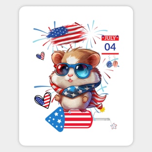 Sparkling Independence: A Hamster's Celebration Magnet